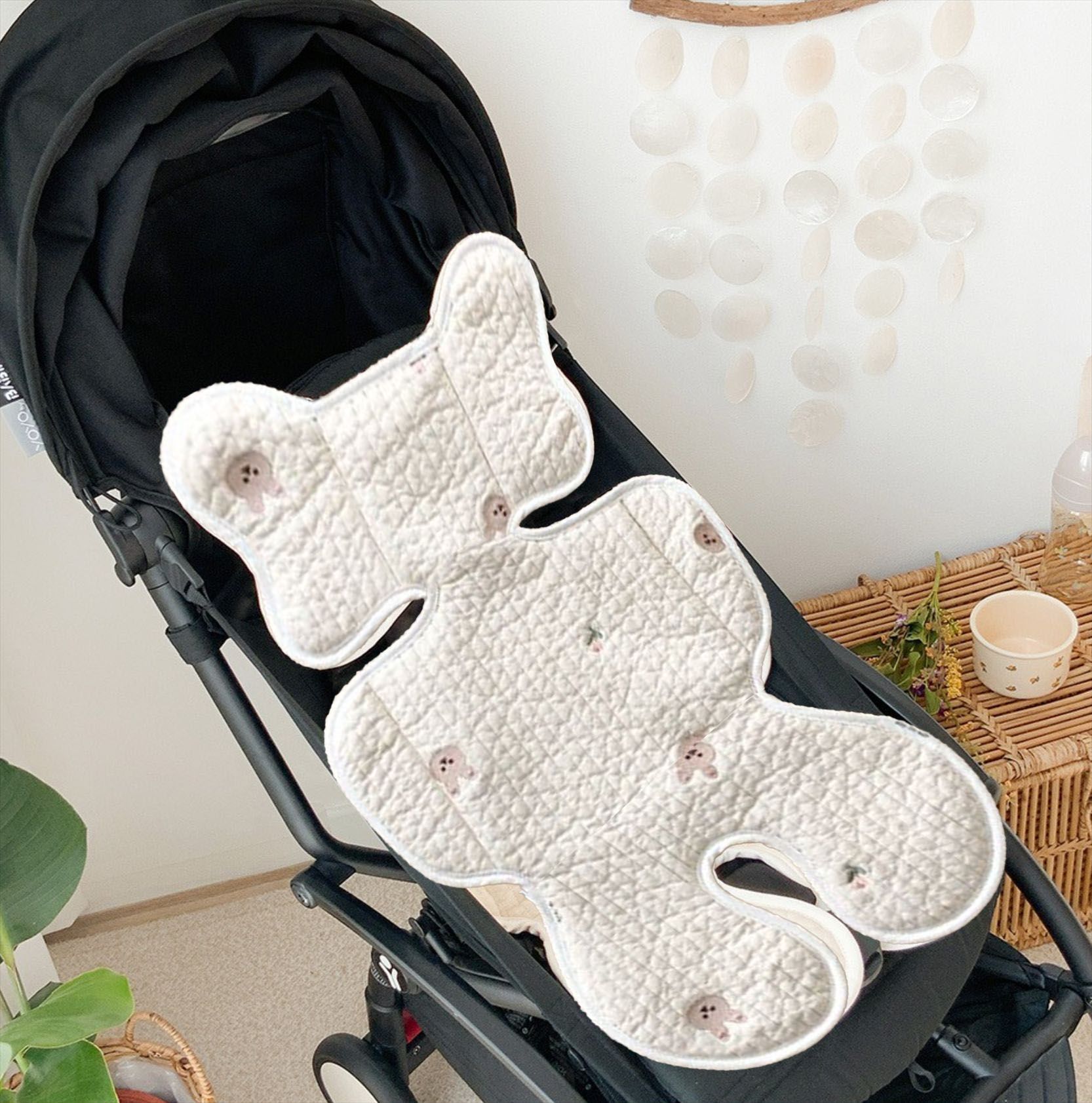 Soft Baby Stroller Seat Cushion Breathable Pure Cotton Infant Car Seat Head Neck Body Support Thin Style Rabbit - Image 7