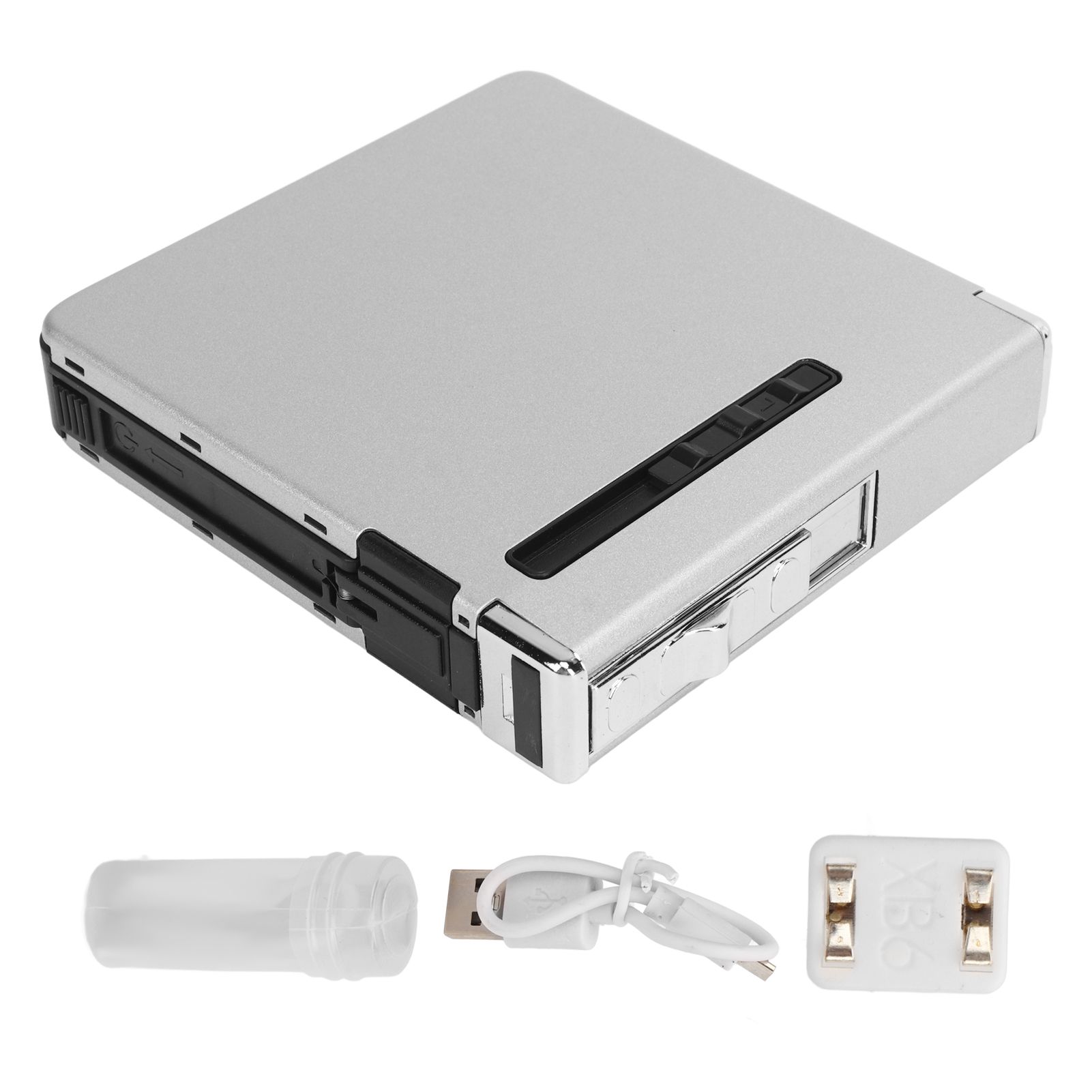 20 Regular Cigarettes Case Box USB Rechargeable Cigarette Case with Lighter for Men Women Ideal Gift for Smoker Silver Matte - Image 1