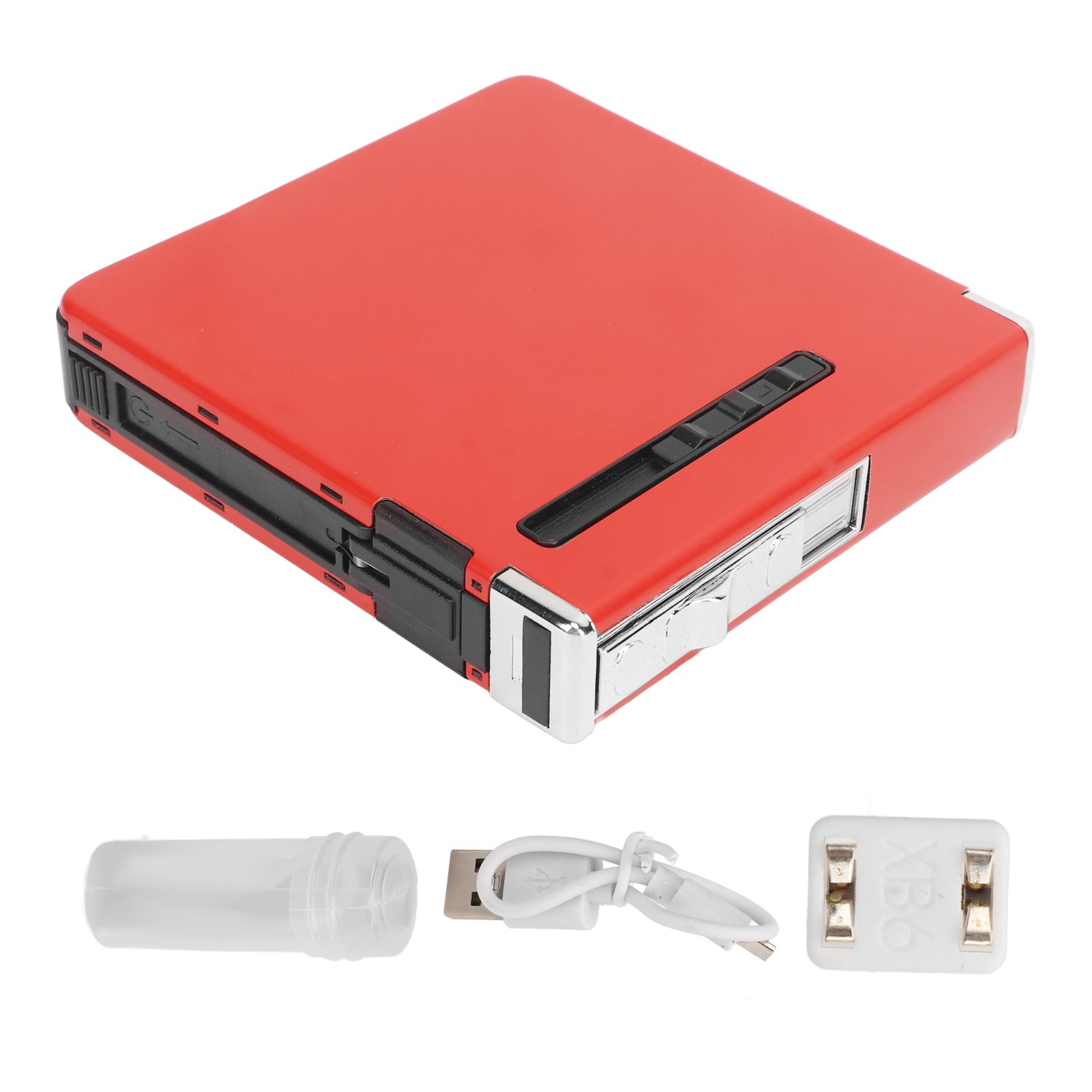 20 Regular Cigarettes Case Box USB Rechargeable Cigarette Case with Lighter for Men Women Ideal Gift for Smoker Red - Image 1