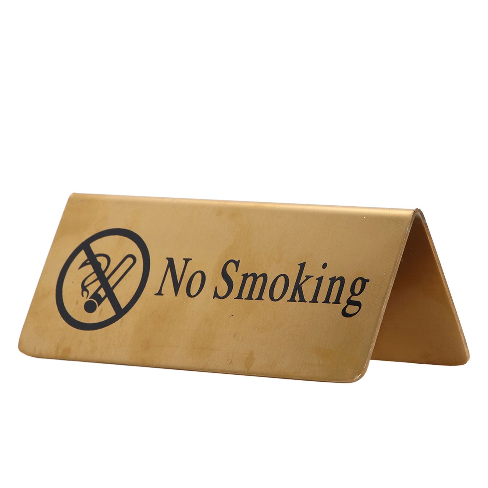 Metal Table Top Sign Strong Stainless Steel Double Sided Space Saving Gold Tabletop Sign for Party Wedding Hotel No Smoking - Image 1