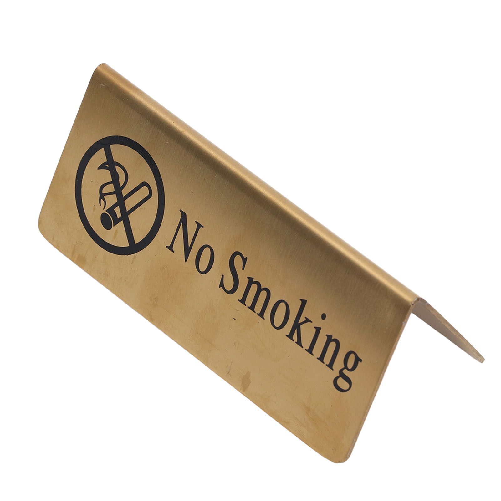 Metal Table Top Sign Strong Stainless Steel Double Sided Space Saving Gold Tabletop Sign for Party Wedding Hotel No Smoking - Image 2