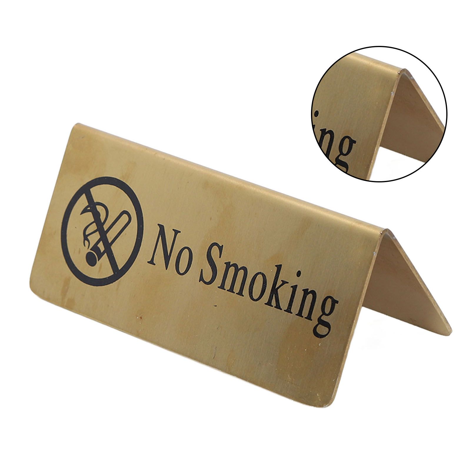 Metal Table Top Sign Strong Stainless Steel Double Sided Space Saving Gold Tabletop Sign for Party Wedding Hotel No Smoking - Image 7