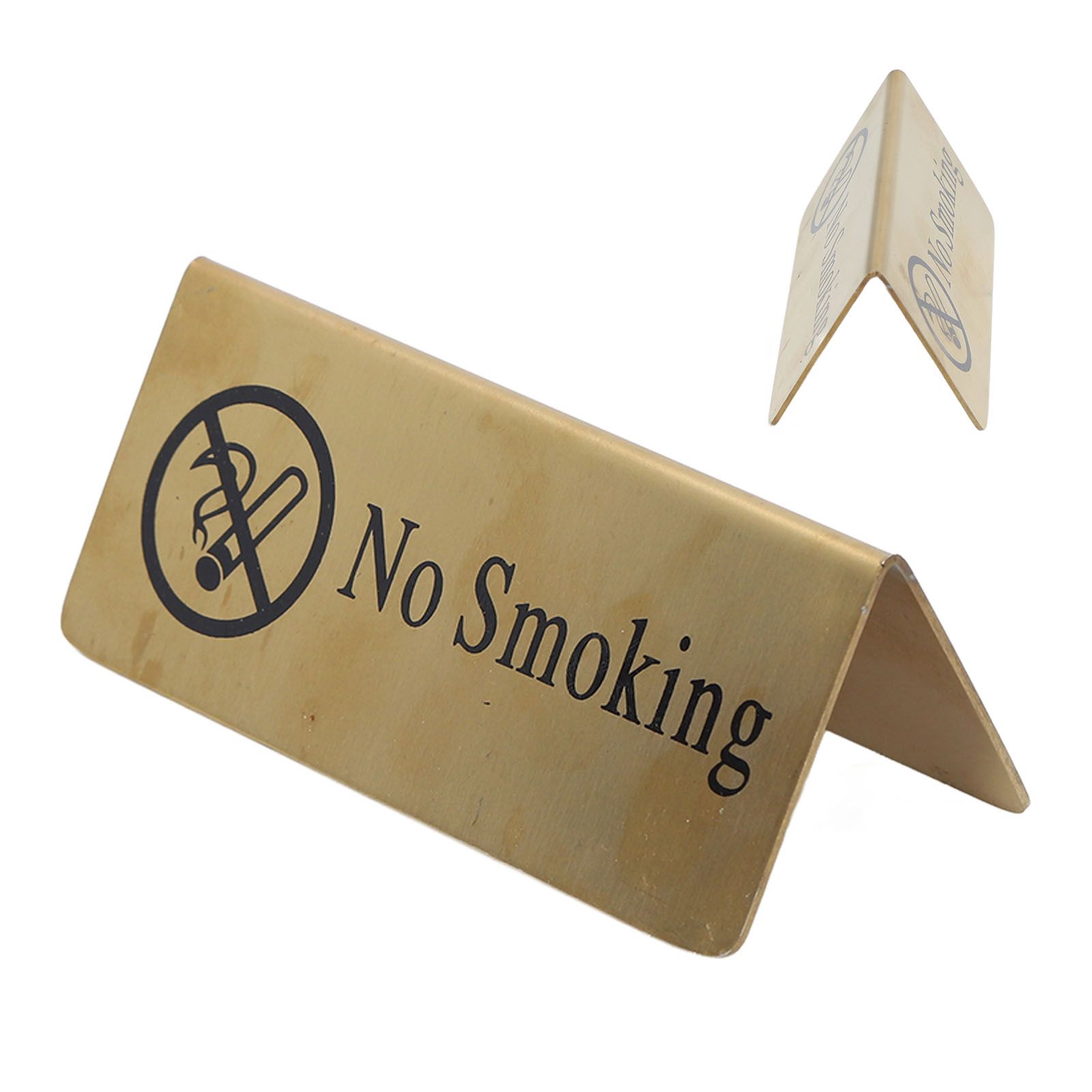 Metal Table Top Sign Strong Stainless Steel Double Sided Space Saving Gold Tabletop Sign for Party Wedding Hotel No Smoking - Image 8