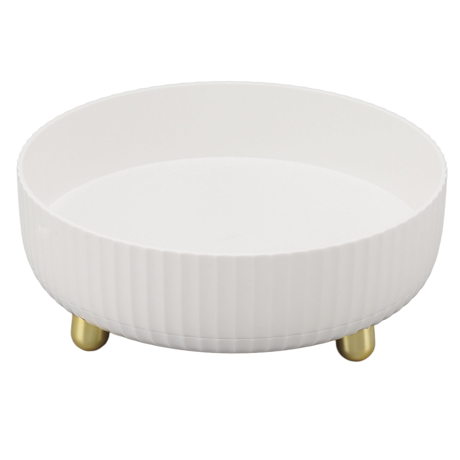 360 Degree Rotating Storage Rack Organizer Round Cosmetic Spice Rack Turntable for Kitchen Cabinet Pantry Small White - Image 1