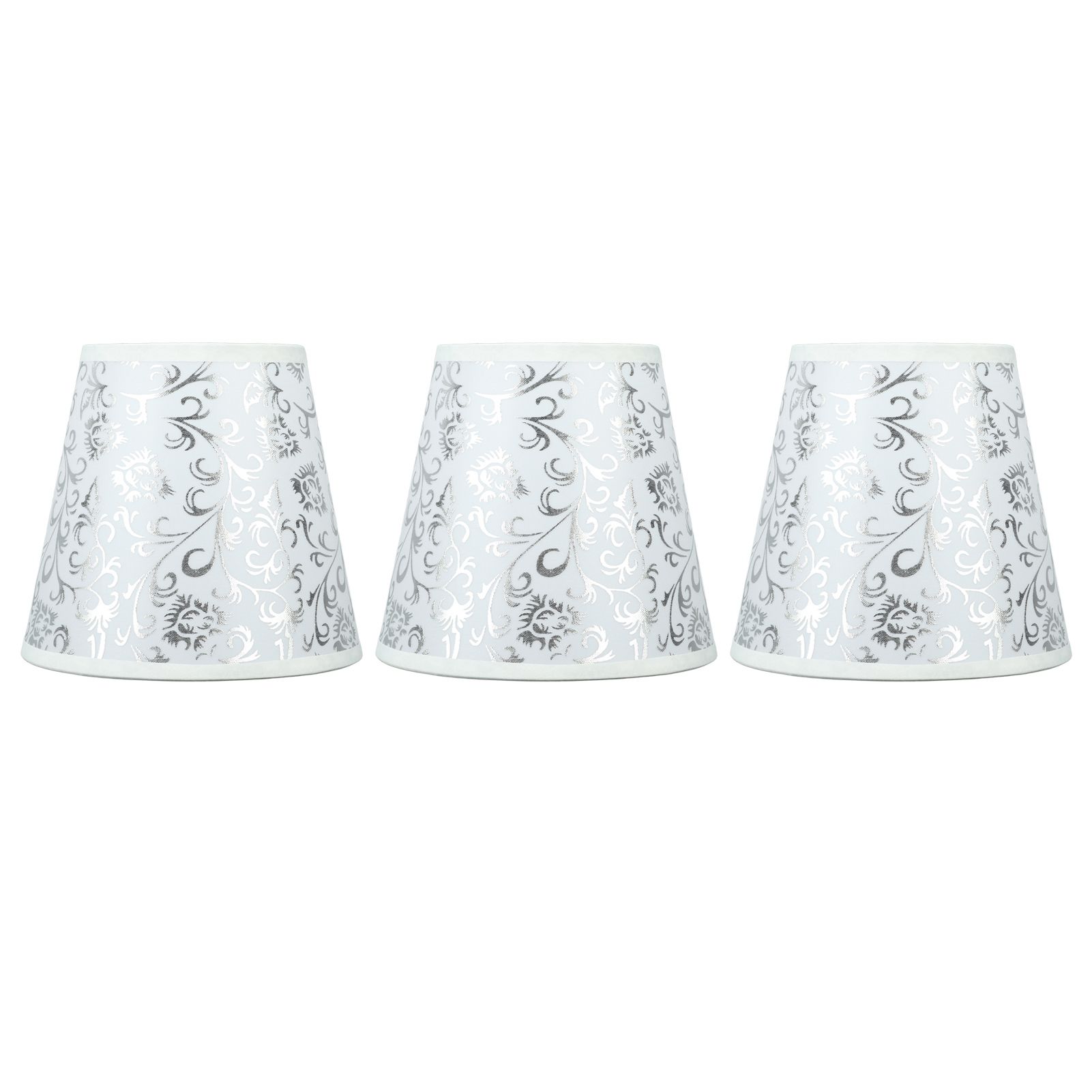 Cloth Lampshade Clip On Installation Modern Fabric Lamp Shades for E14 Bulb Chandelier Table Lamp 3pcs Silver - Image 1