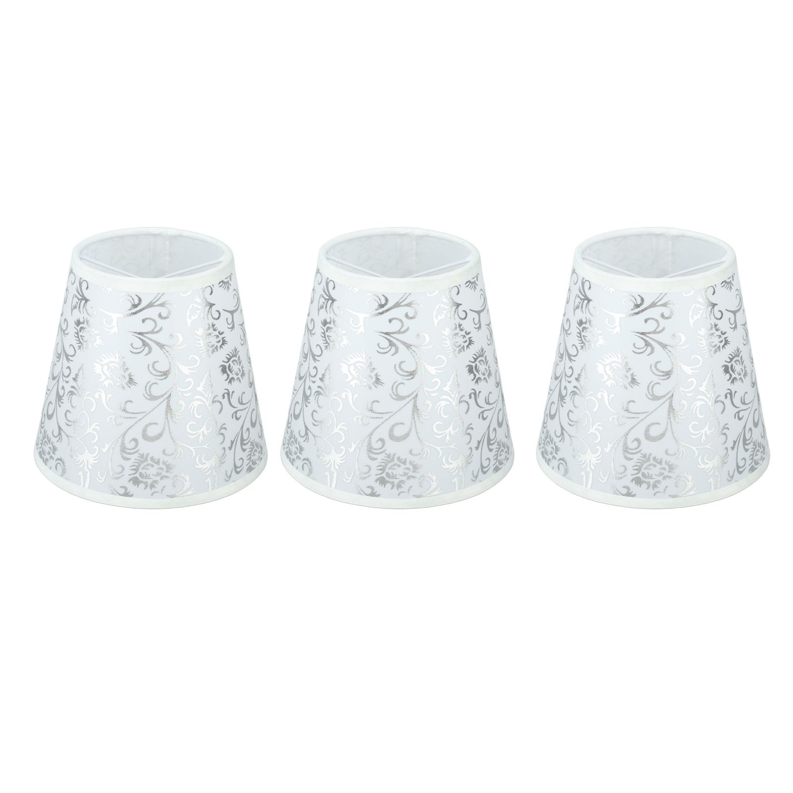 Cloth Lampshade Clip On Installation Modern Fabric Lamp Shades for E14 Bulb Chandelier Table Lamp 3pcs Silver - Image 2