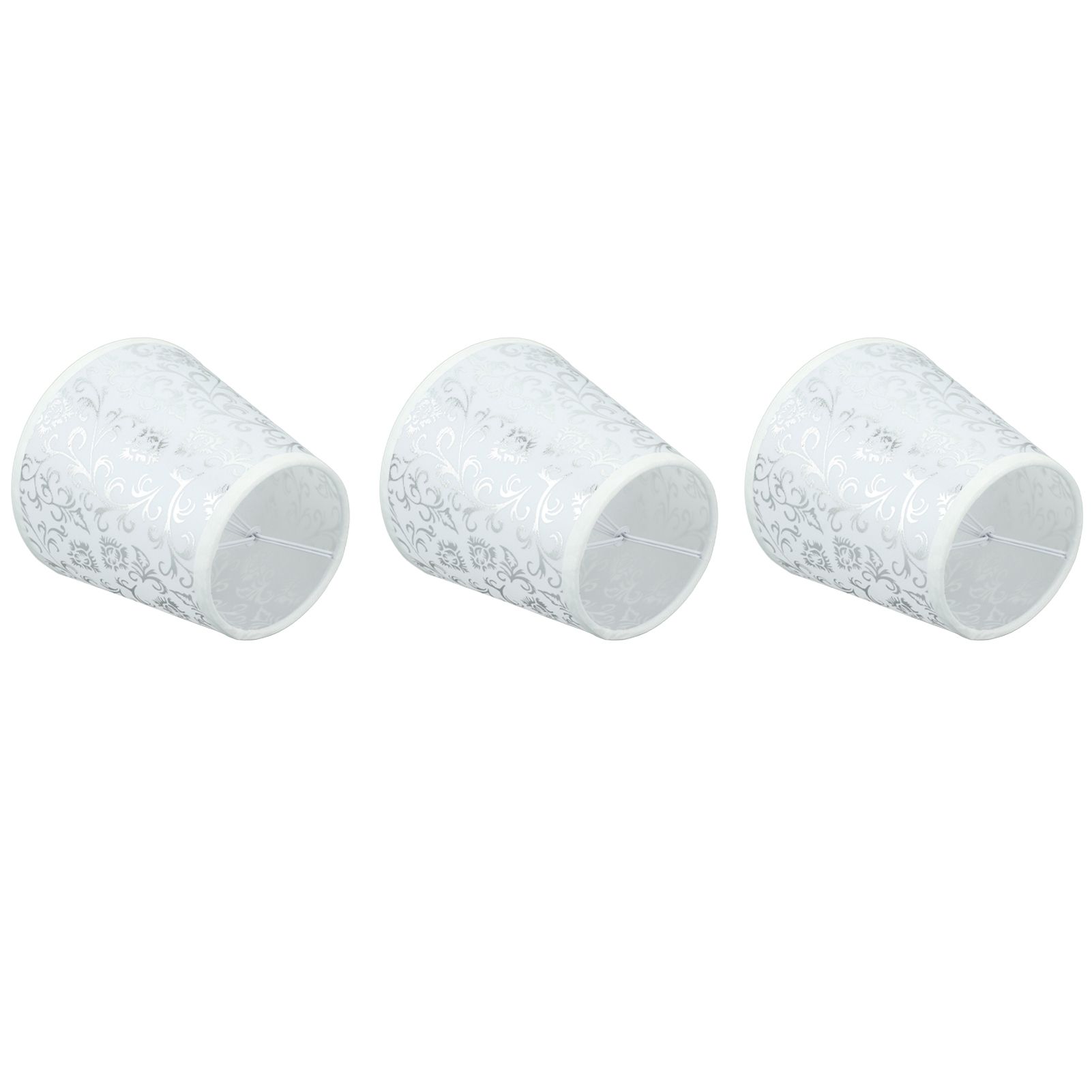 Cloth Lampshade Clip On Installation Modern Fabric Lamp Shades for E14 Bulb Chandelier Table Lamp 3pcs Silver - Image 7