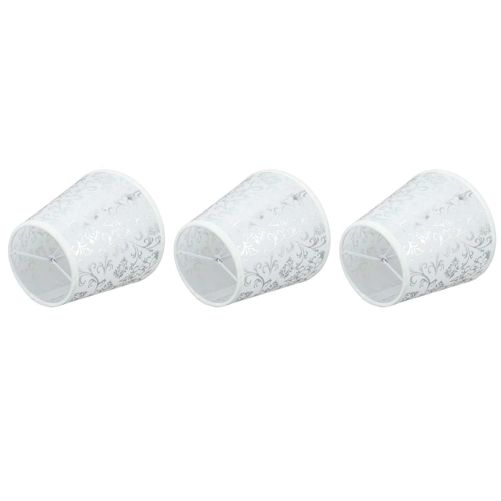 Cloth Lampshade Clip On Installation Modern Fabric Lamp Shades for E14 Bulb Chandelier Table Lamp 3pcs Silver - Image 8