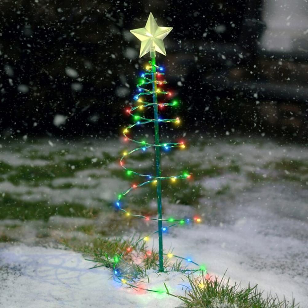 LED Christmas Tree Lights Christmas Tree Spiral String Lamps Xmas Decoration for Garden and Lawn - Image 1