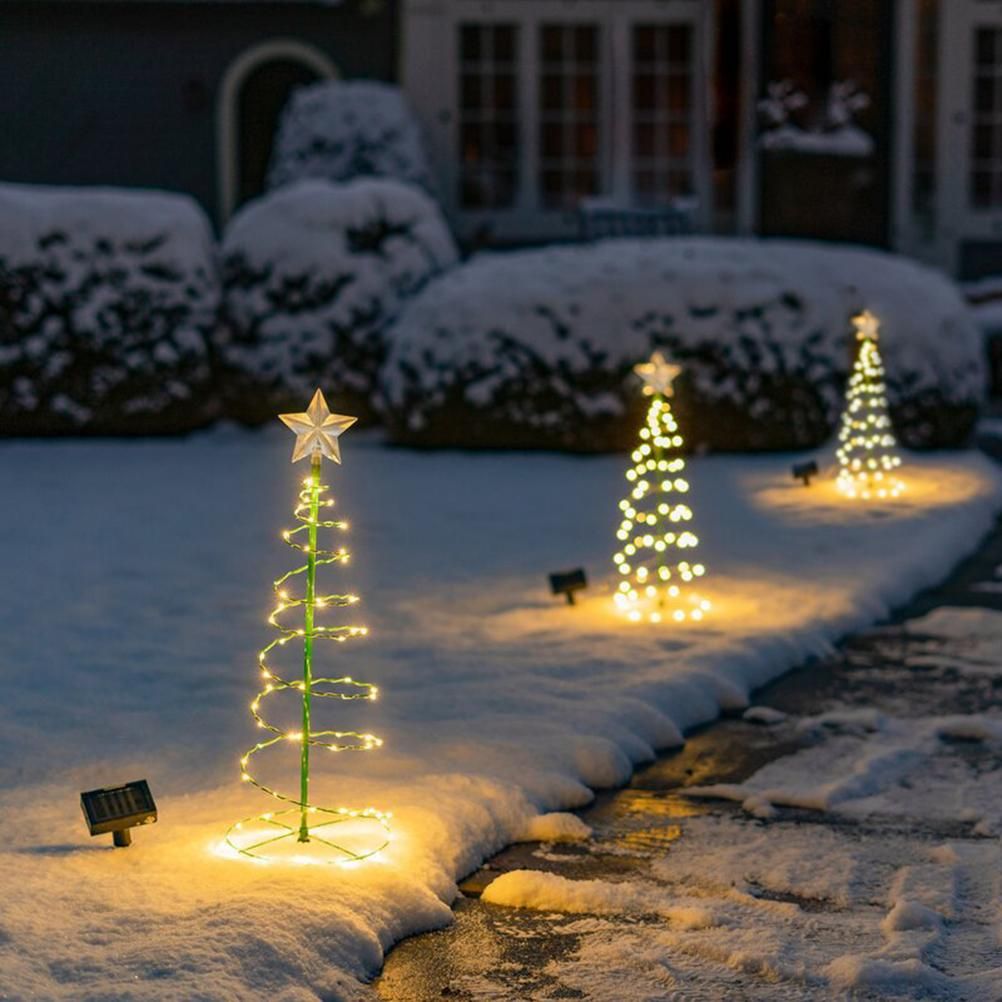 LED Christmas Tree Lights Christmas Tree Spiral String Lamps Xmas Decoration for Garden and Lawn - Image 3