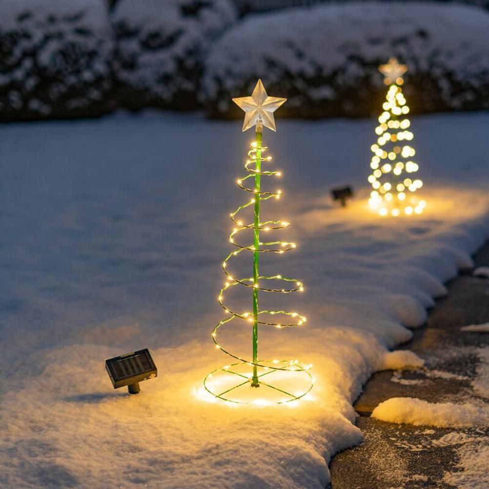 LED Christmas Tree Lights Christmas Tree Spiral String Lamps Xmas Decoration for Garden and Lawn - Image 4
