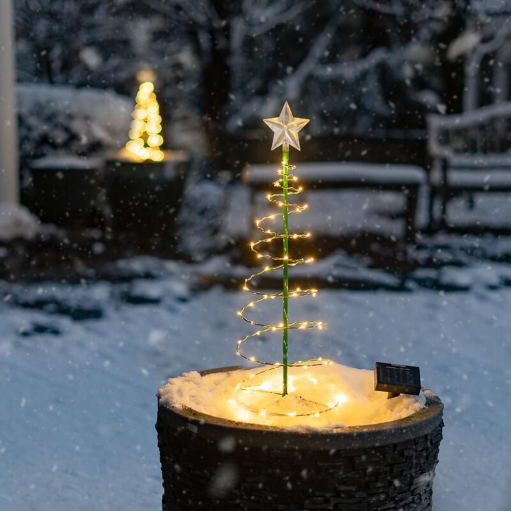 LED Christmas Tree Lights Christmas Tree Spiral String Lamps Xmas Decoration for Garden and Lawn - Image 5