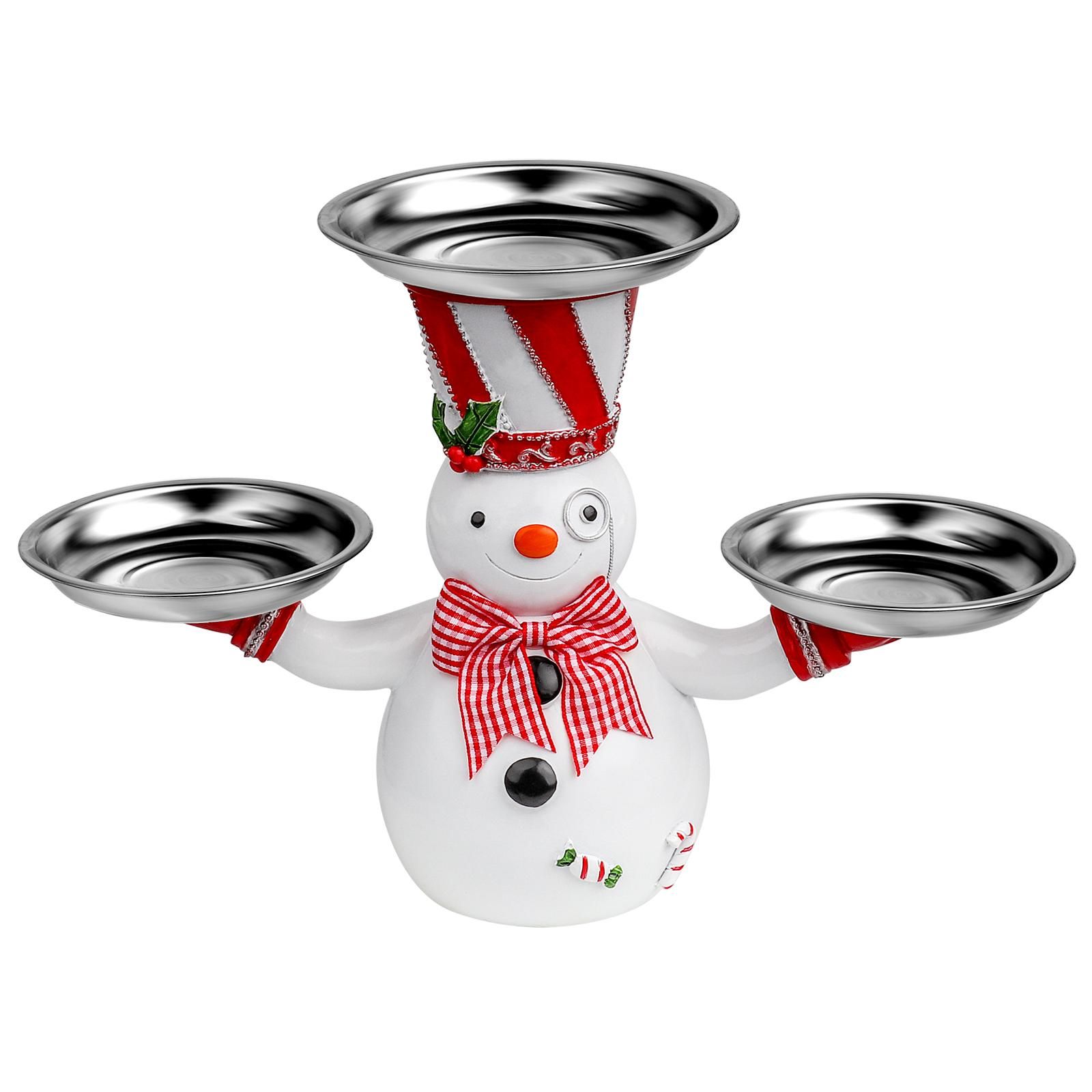 Christmas Snowman Treats Holder Santa Holding Tray Fruit Bowl Rack Resin Home Party Food Snack Storage Rack - Image 1