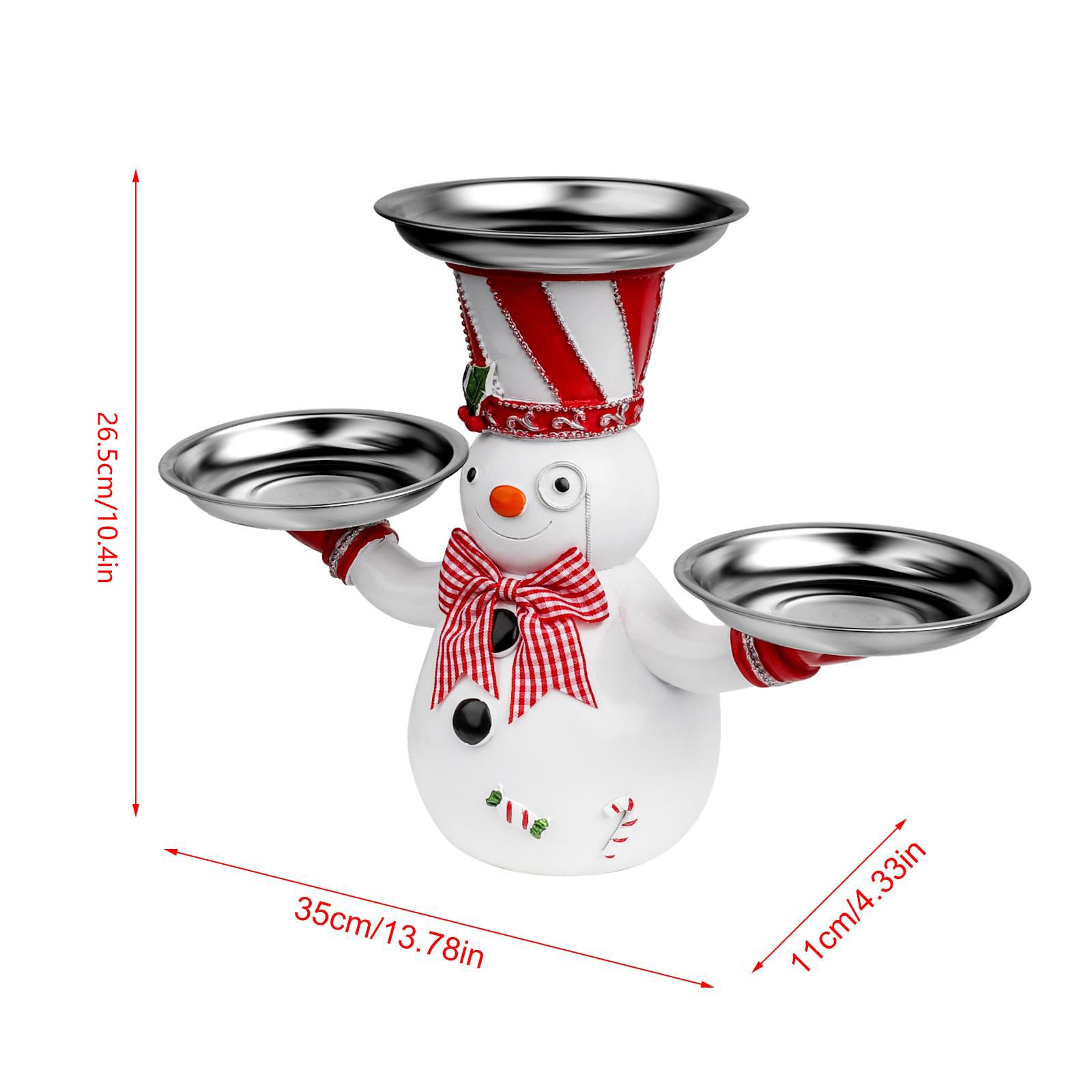Christmas Snowman Treats Holder Santa Holding Tray Fruit Bowl Rack Resin Home Party Food Snack Storage Rack - Image 2