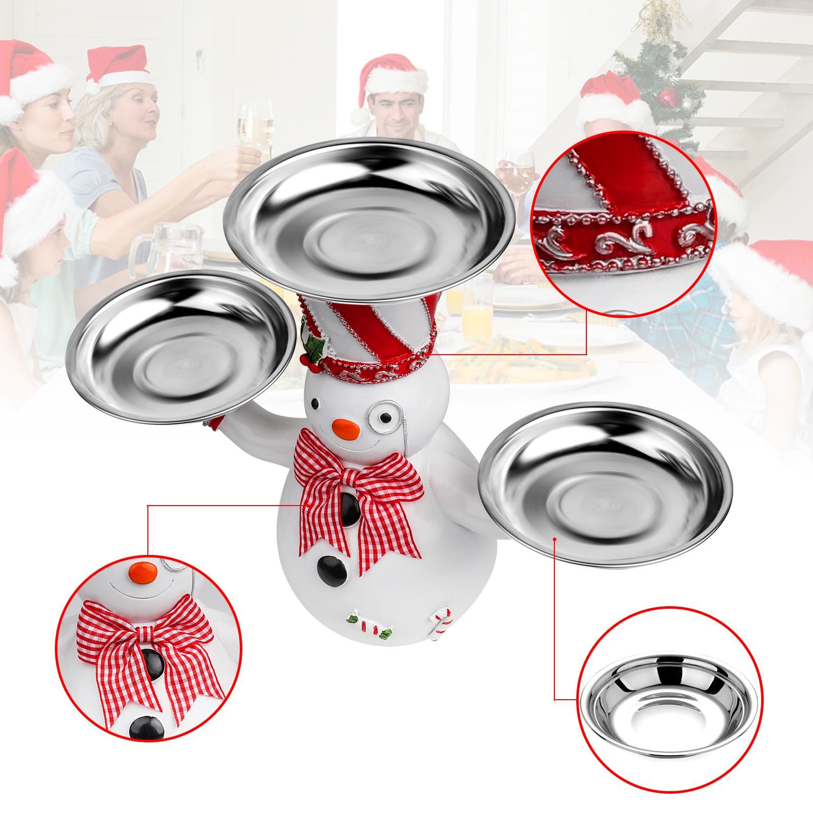 Christmas Snowman Treats Holder Santa Holding Tray Fruit Bowl Rack Resin Home Party Food Snack Storage Rack - Image 3