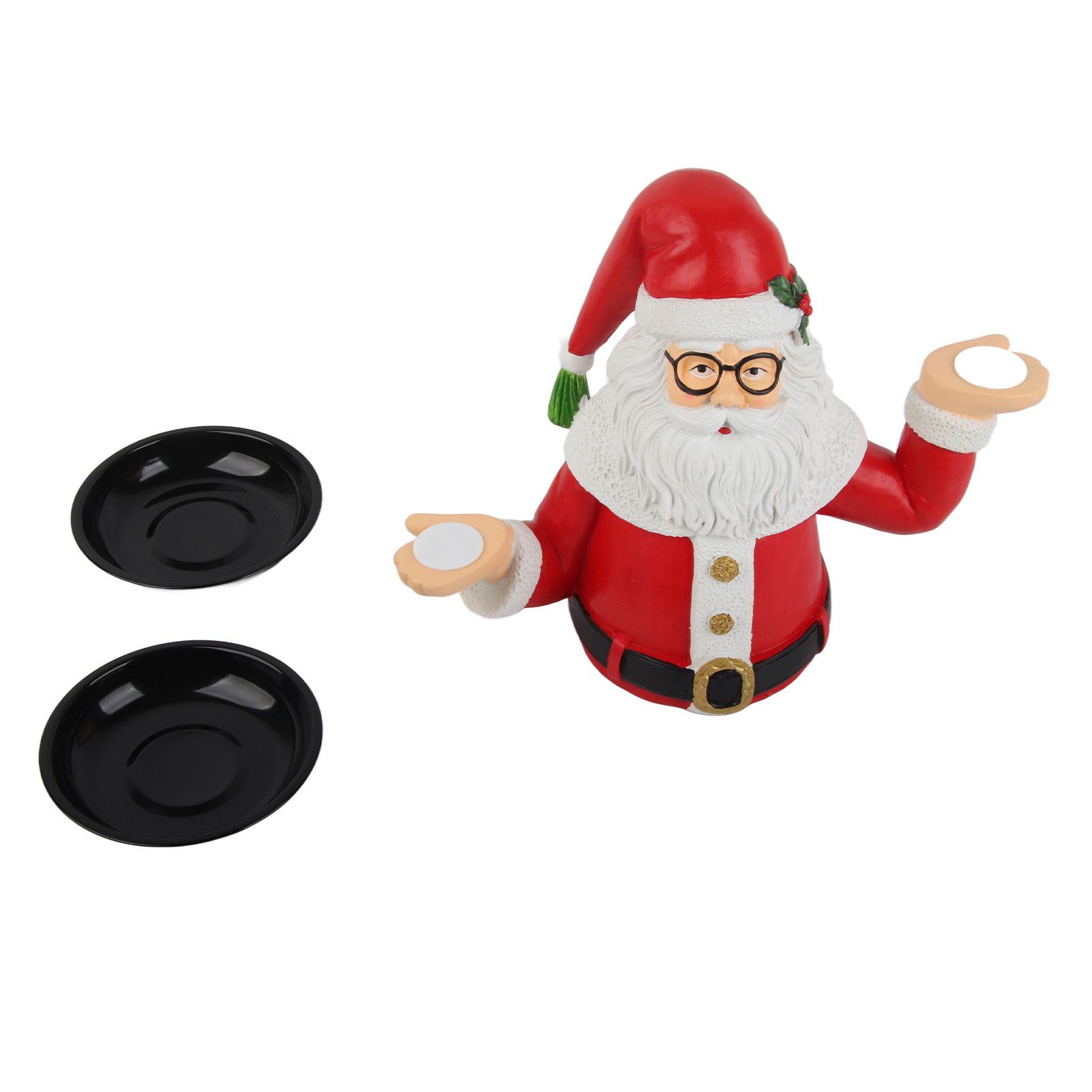 Christmas Snowman Treats Holder Santa Holding Tray Fruit Bowl Rack Resin Home Party Food Snack Storage Rack - Image 1