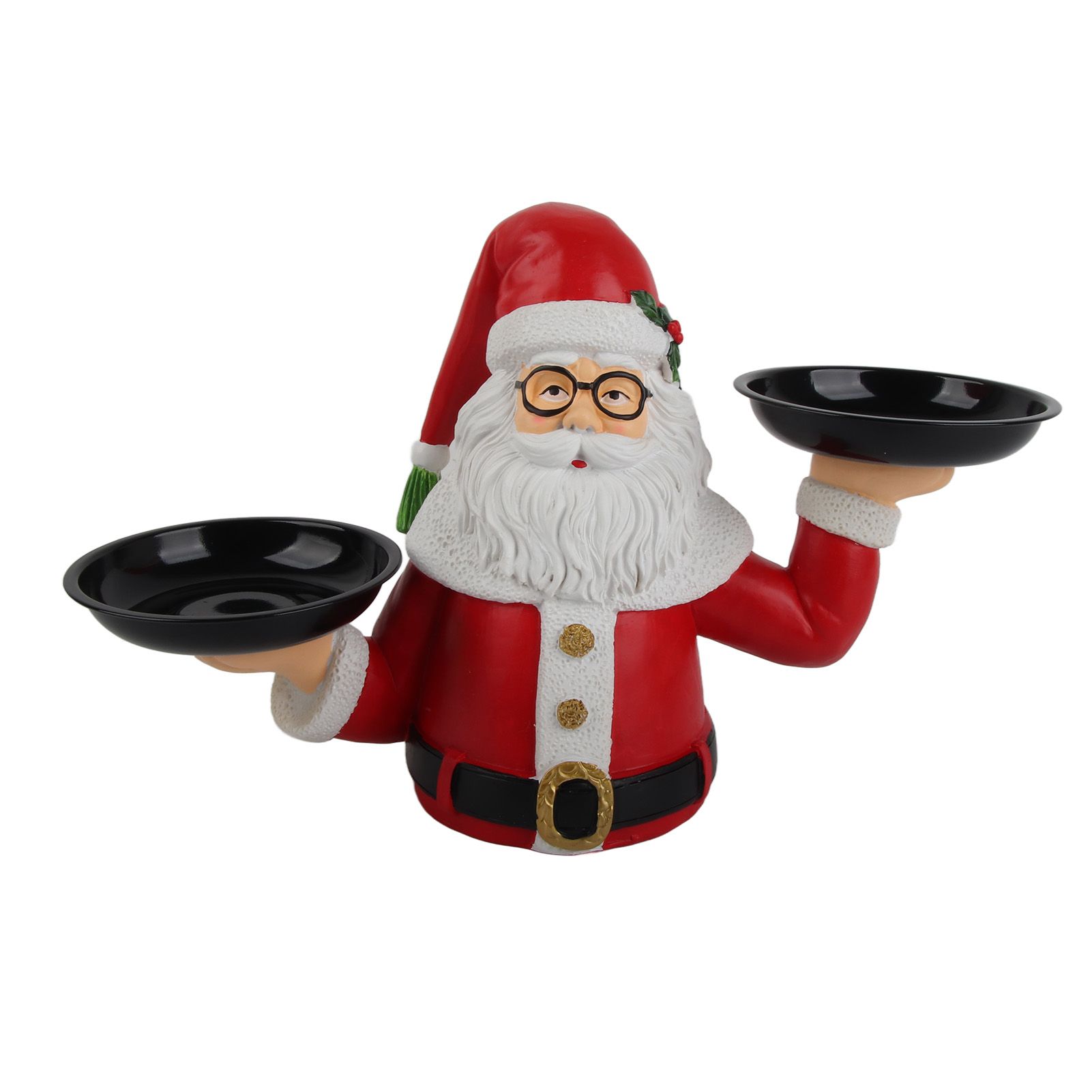 Christmas Snowman Treats Holder Santa Holding Tray Fruit Bowl Rack Resin Home Party Food Snack Storage Rack - Image 2