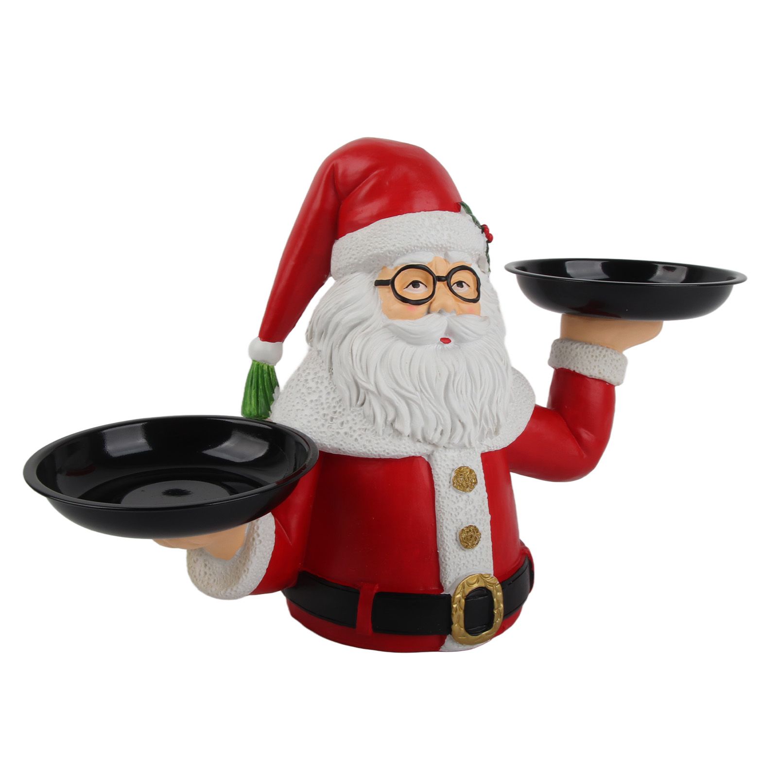 Christmas Snowman Treats Holder Santa Holding Tray Fruit Bowl Rack Resin Home Party Food Snack Storage Rack - Image 3