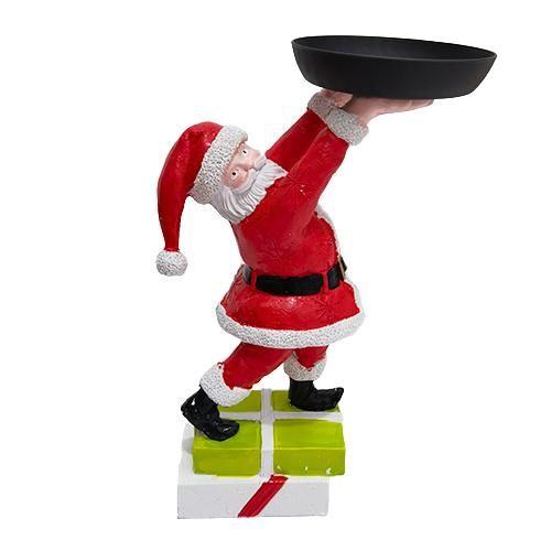 Christmas Snowman Treats Holder Santa Holding Tray Fruit Bowl Rack Resin Home Party Food Snack Storage Rack - Image 1