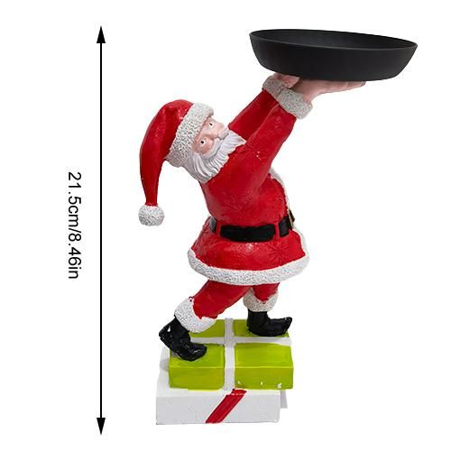Christmas Snowman Treats Holder Santa Holding Tray Fruit Bowl Rack Resin Home Party Food Snack Storage Rack - Image 2