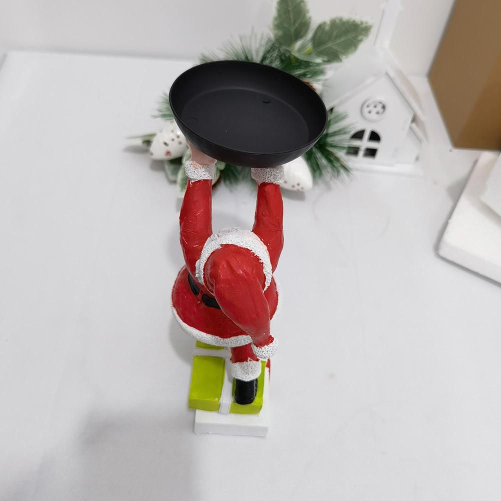 Christmas Snowman Treats Holder Santa Holding Tray Fruit Bowl Rack Resin Home Party Food Snack Storage Rack - Image 4