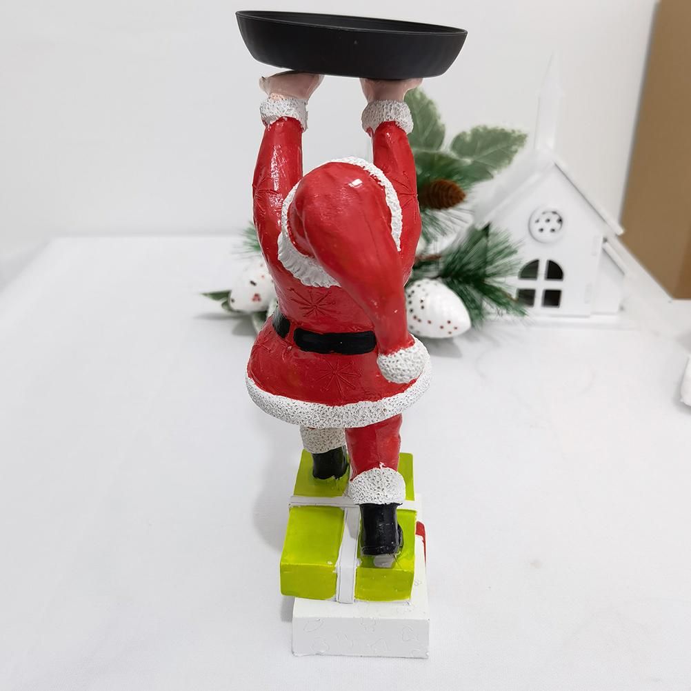 Christmas Snowman Treats Holder Santa Holding Tray Fruit Bowl Rack Resin Home Party Food Snack Storage Rack - Image 5