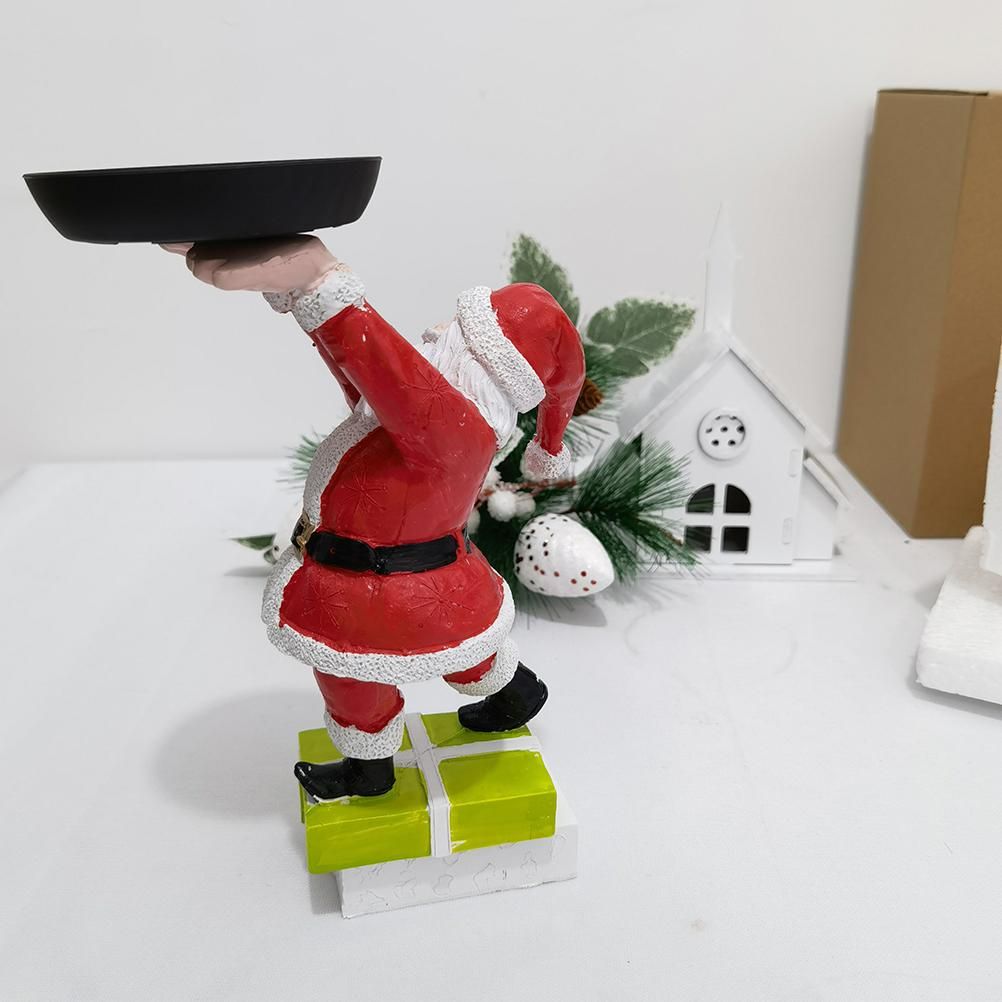 Christmas Snowman Treats Holder Santa Holding Tray Fruit Bowl Rack Resin Home Party Food Snack Storage Rack - Image 6