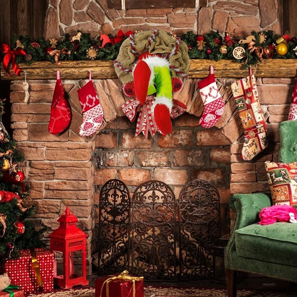 Christmas Thief Stole Wreath Christmas Decorations Christmas Burlap Garland for Doors Windows and Walls - Image 6