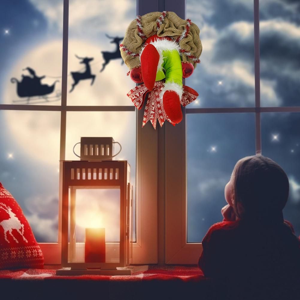 Christmas Thief Stole Wreath Christmas Decorations Christmas Burlap Garland for Doors Windows and Walls - Image 8
