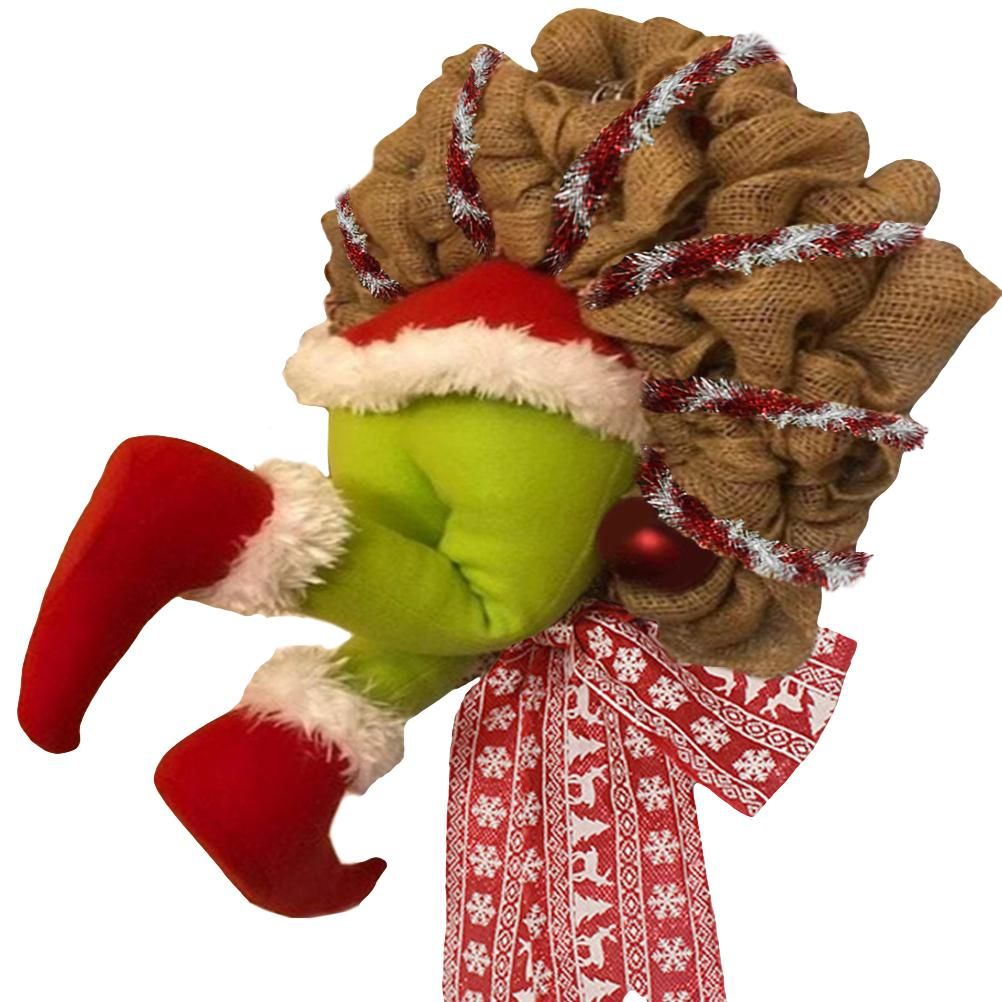 Christmas Thief Stole Wreath Christmas Decorations Christmas Burlap Garland for Doors Windows and Walls - Image 1