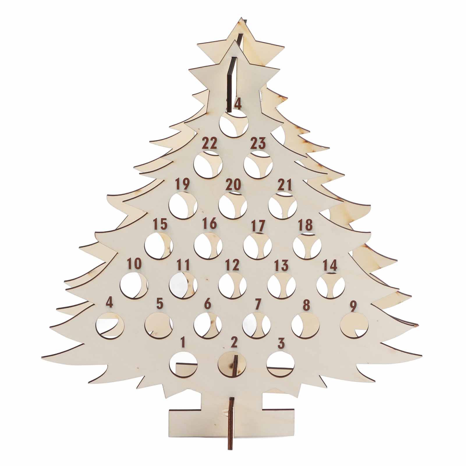 Christmas Advent Calendar Countdown 24 Wooden Christmas Tree Mini Alcohol Holder Wine Bottle Stand Decoration Gifts - Image 1