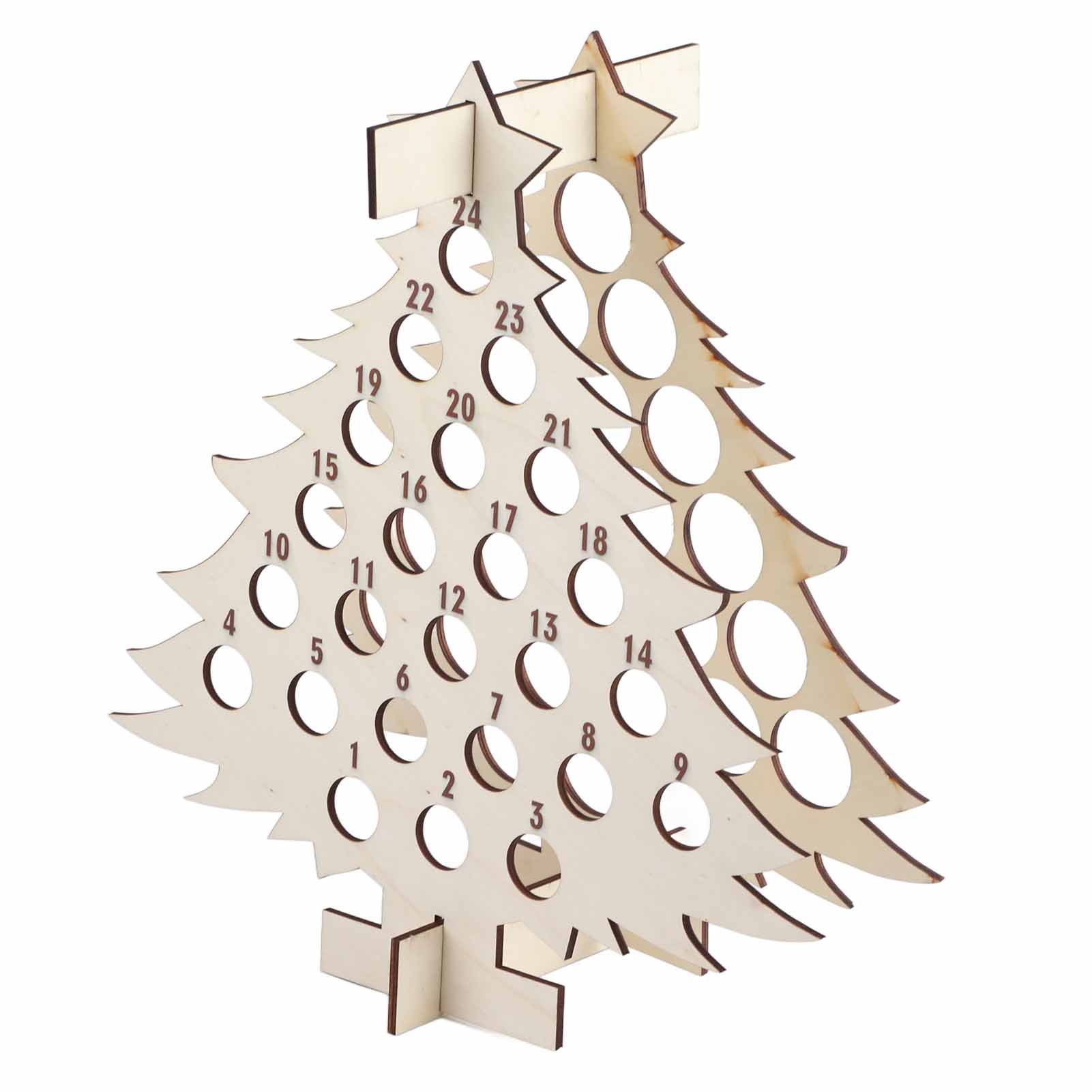 Christmas Advent Calendar Countdown 24 Wooden Christmas Tree Mini Alcohol Holder Wine Bottle Stand Decoration Gifts - Image 2