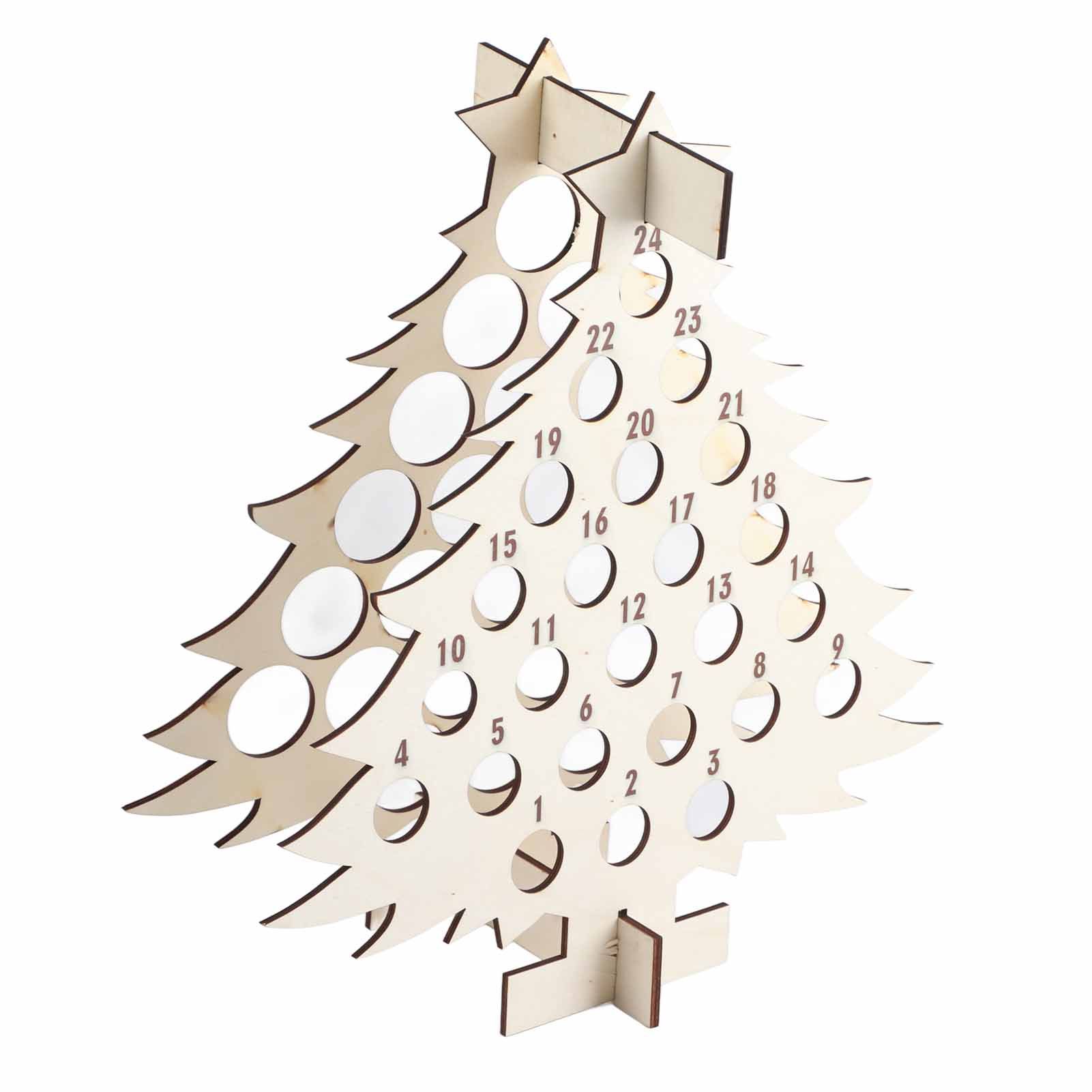 Christmas Advent Calendar Countdown 24 Wooden Christmas Tree Mini Alcohol Holder Wine Bottle Stand Decoration Gifts - Image 3