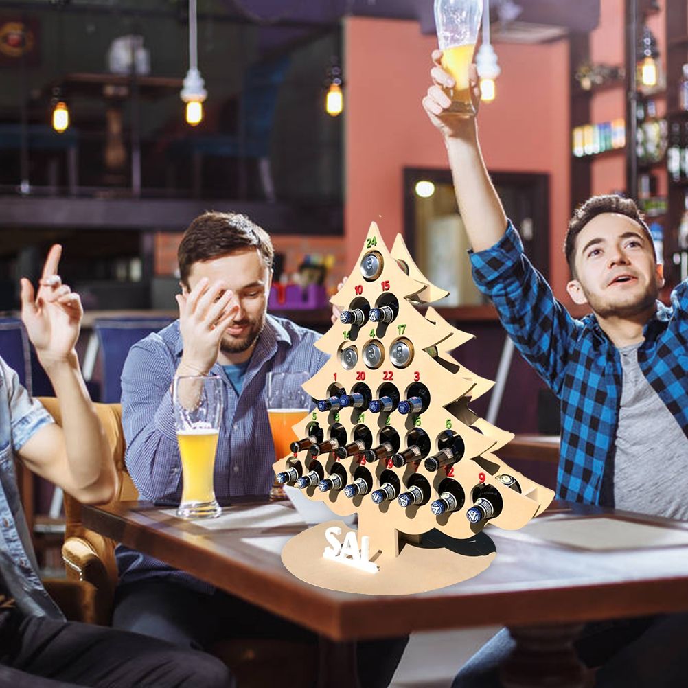 Christmas Advent Calendar Countdown 24 Wooden Christmas Tree Mini Alcohol Holder Wine Bottle Stand Decoration Gifts - Image 4