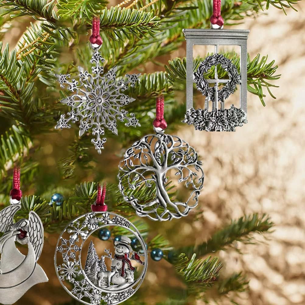 Pewter Christmas Tree Metal Pendant DIY Craft Hanging Decoration for Xmas Tree Home Party - Image 4