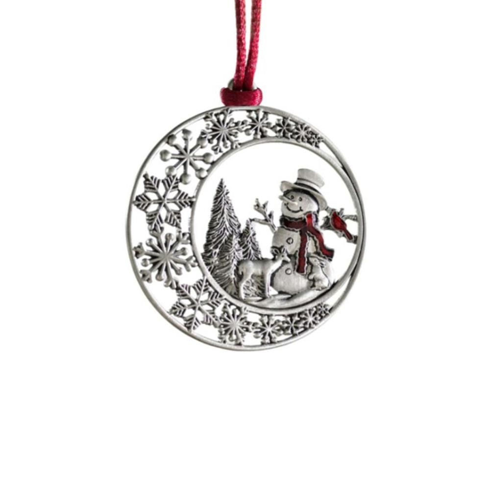 Pewter Christmas Tree Metal Pendant DIY Craft Hanging Decoration for Xmas Tree Home Party - Image 1