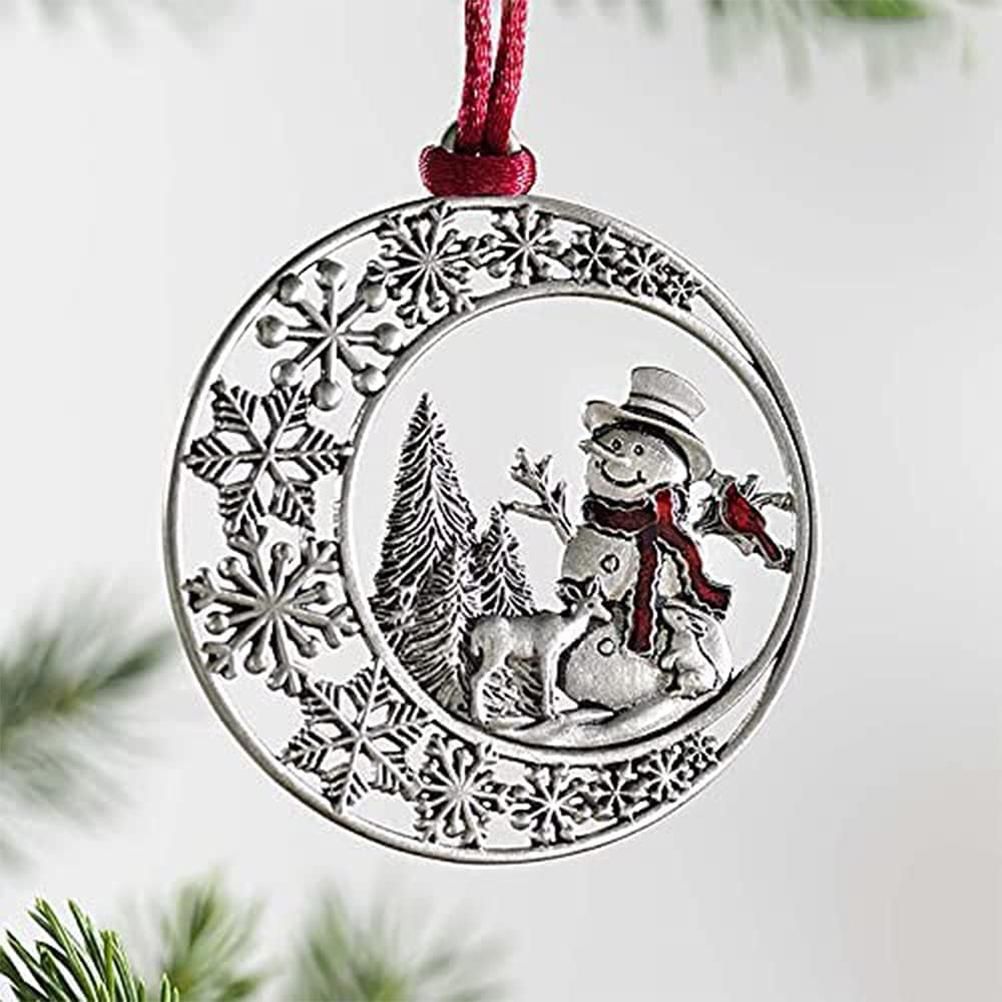 Pewter Christmas Tree Metal Pendant DIY Craft Hanging Decoration for Xmas Tree Home Party - Image 3