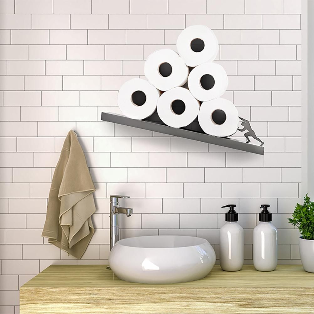 Floating Shelf Toilet Paper Holder Modern Wall Mount Organizer for Rolls Tissues Valentine's Day Gift - Image 3