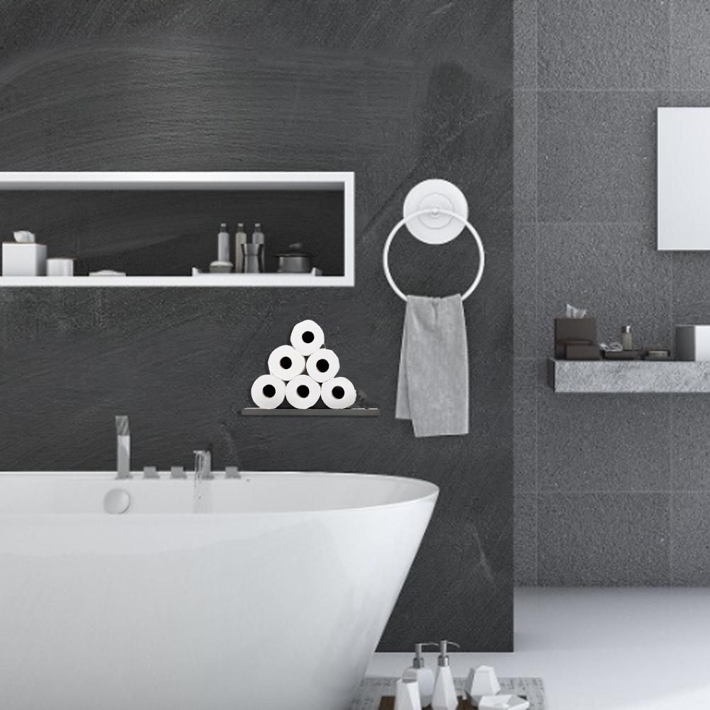 Floating Shelf Toilet Paper Holder Modern Wall Mount Organizer for Rolls Tissues Valentine's Day Gift - Image 5