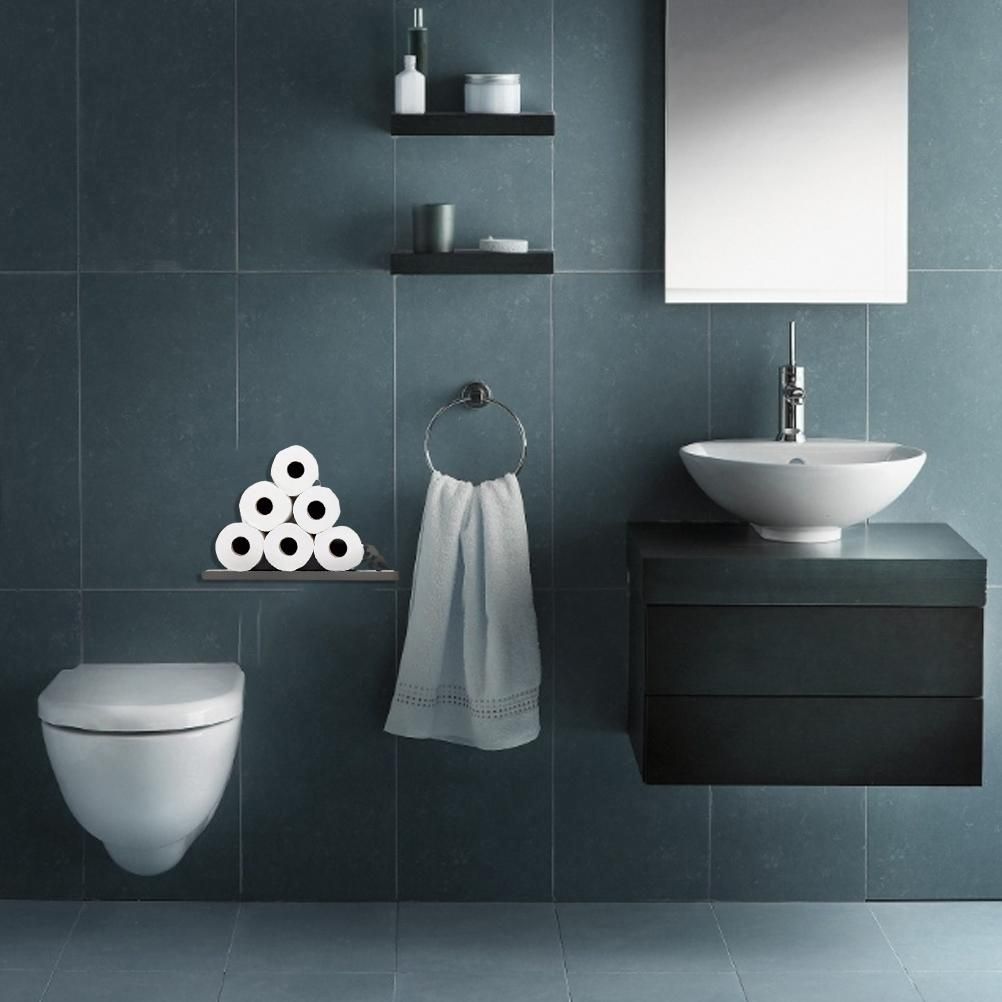 Floating Shelf Toilet Paper Holder Modern Wall Mount Organizer for Rolls Tissues Valentine's Day Gift - Image 6