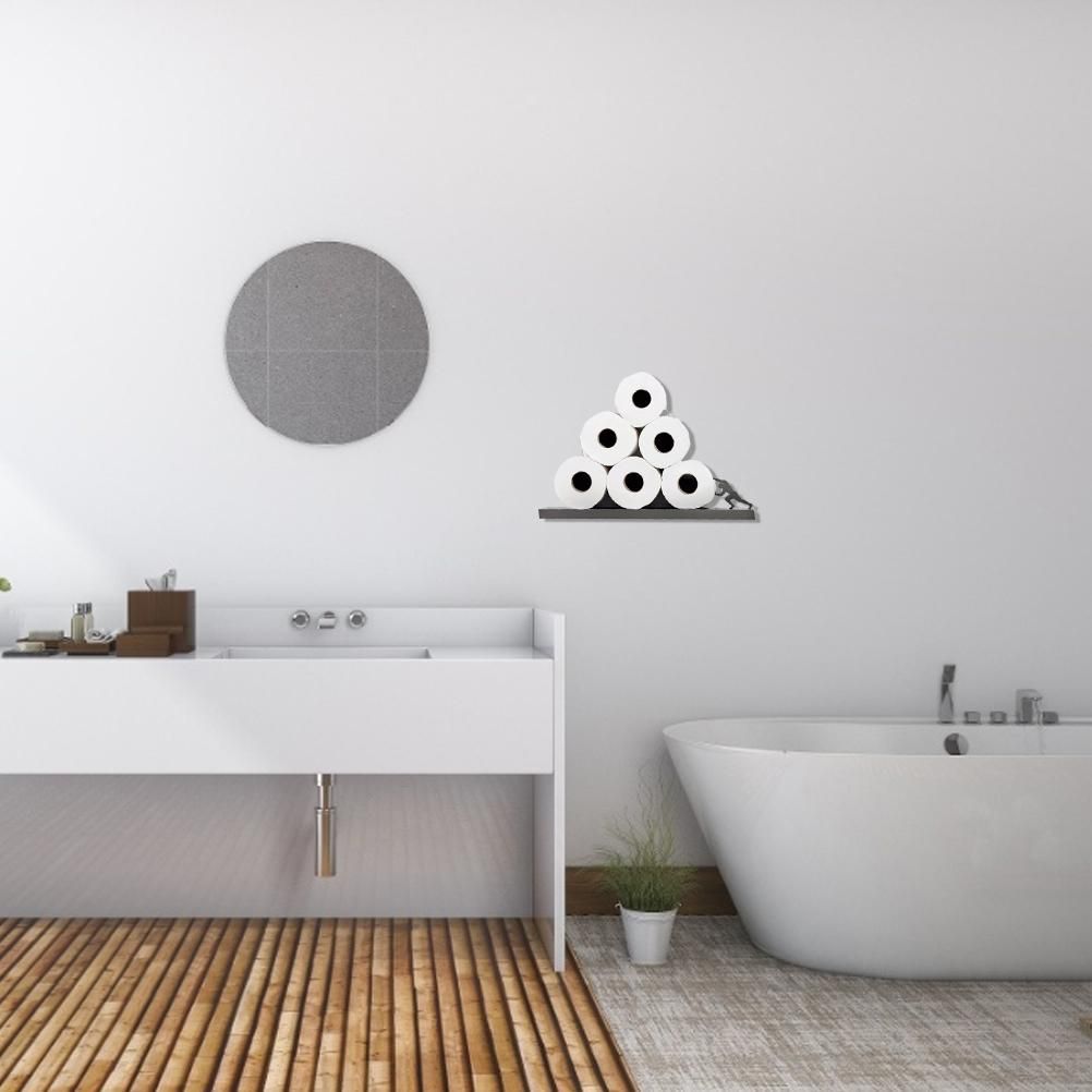 Floating Shelf Toilet Paper Holder Modern Wall Mount Organizer for Rolls Tissues Valentine's Day Gift - Image 7