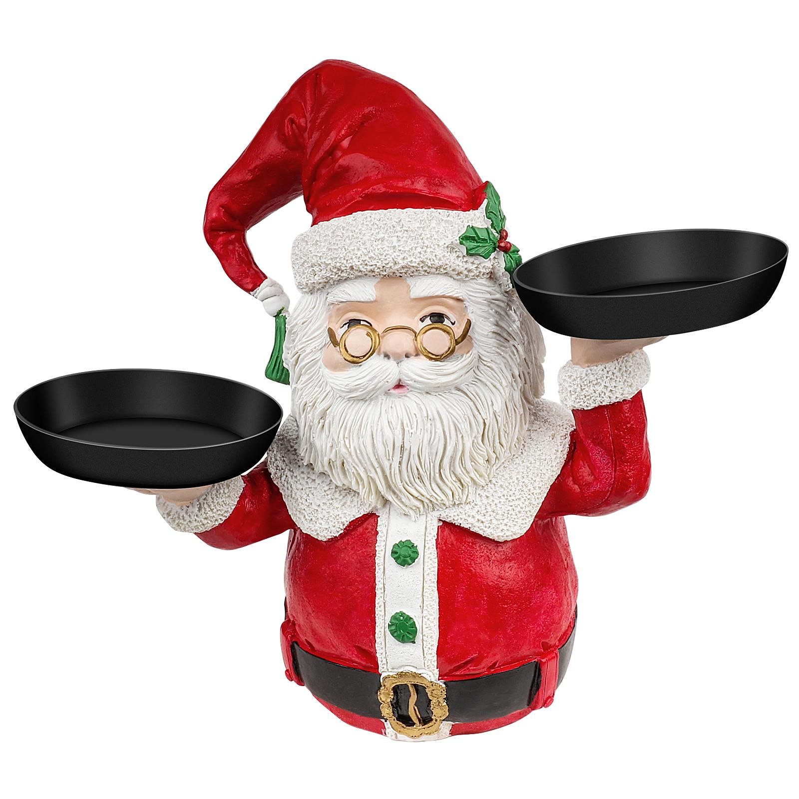 Christmas Snowman Treats Holder Santa Holding Tray Fruit Bowl Rack Resin Home Party Food Snack Storage Rack - Image 1