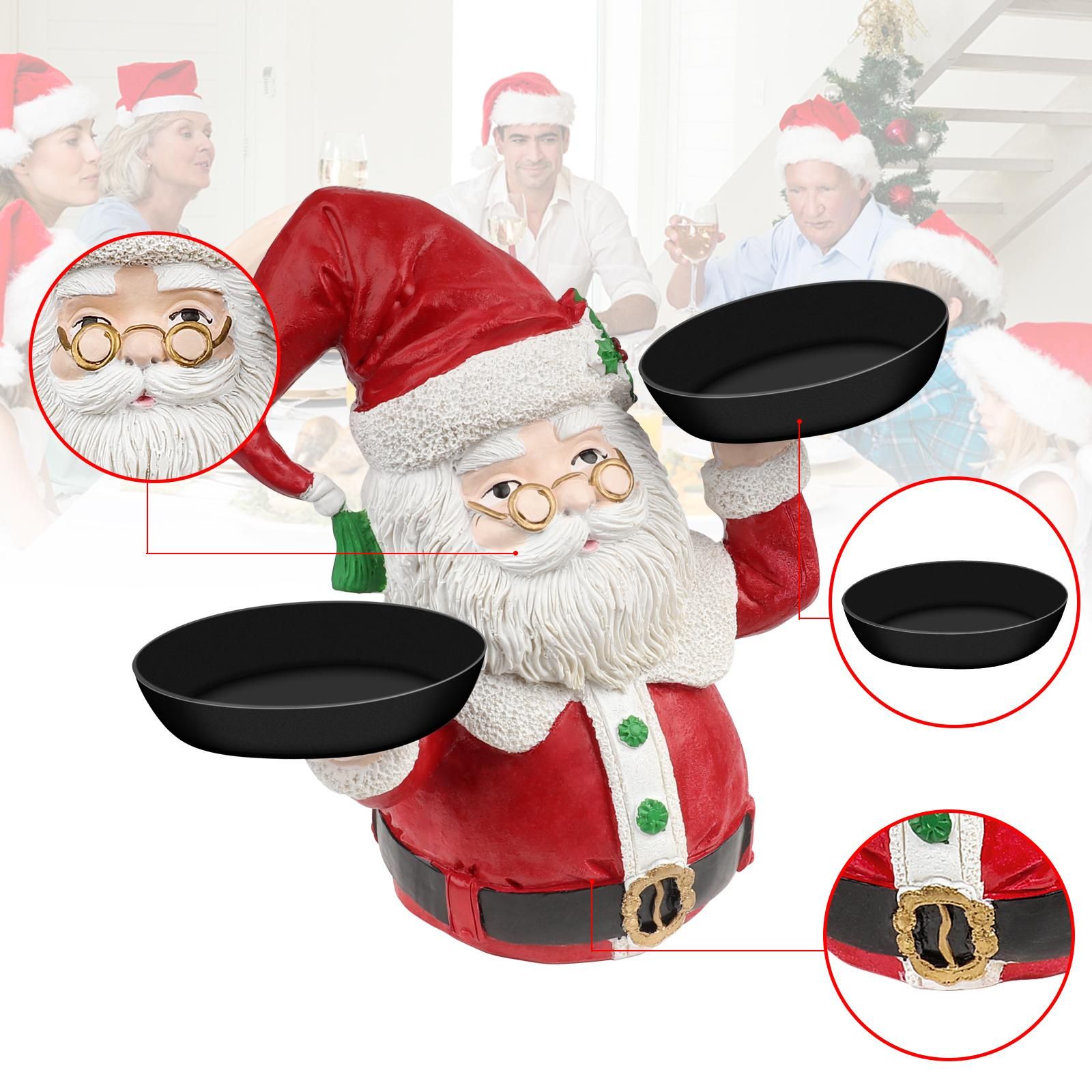 Christmas Snowman Treats Holder Santa Holding Tray Fruit Bowl Rack Resin Home Party Food Snack Storage Rack - Image 3