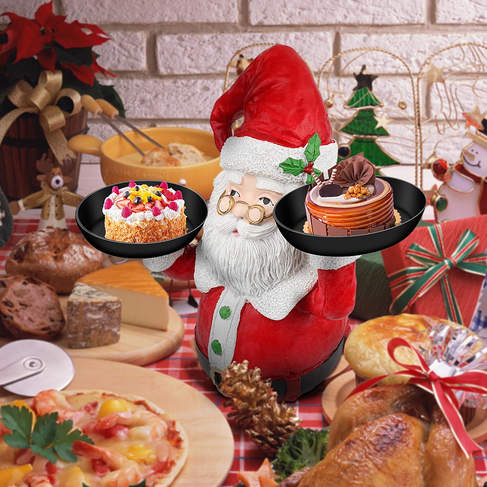 Christmas Snowman Treats Holder Santa Holding Tray Fruit Bowl Rack Resin Home Party Food Snack Storage Rack - Image 6