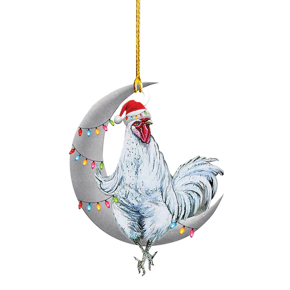 Christmas Pendant Chicken with Hat Scarf Christmas Tree Hanging Ornament Holiday Party Decoration - Image 1