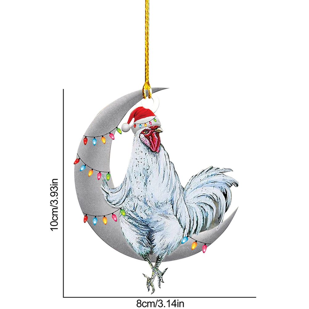 Christmas Pendant Chicken with Hat Scarf Christmas Tree Hanging Ornament Holiday Party Decoration - Image 2