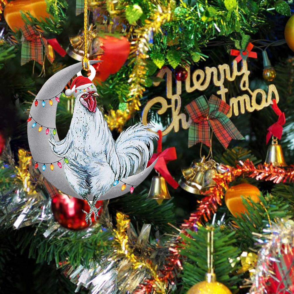 Christmas Pendant Chicken with Hat Scarf Christmas Tree Hanging Ornament Holiday Party Decoration - Image 3