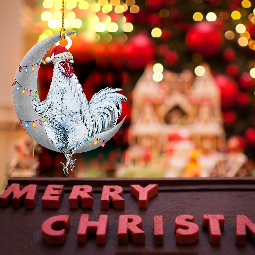 Christmas Pendant Chicken with Hat Scarf Christmas Tree Hanging Ornament Holiday Party Decoration - Image 4