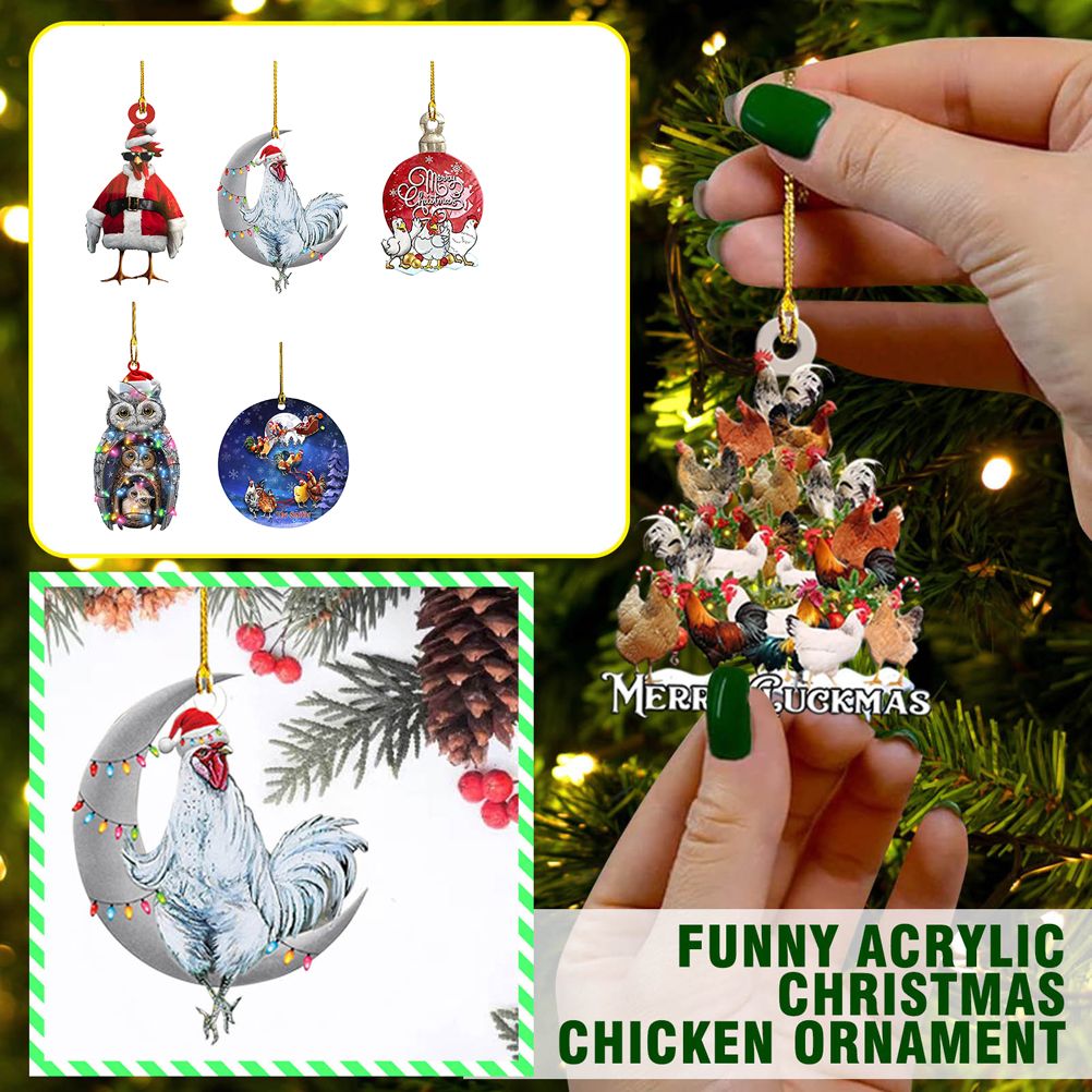 Christmas Pendant Chicken with Hat Scarf Christmas Tree Hanging Ornament Holiday Party Decoration - Image 7