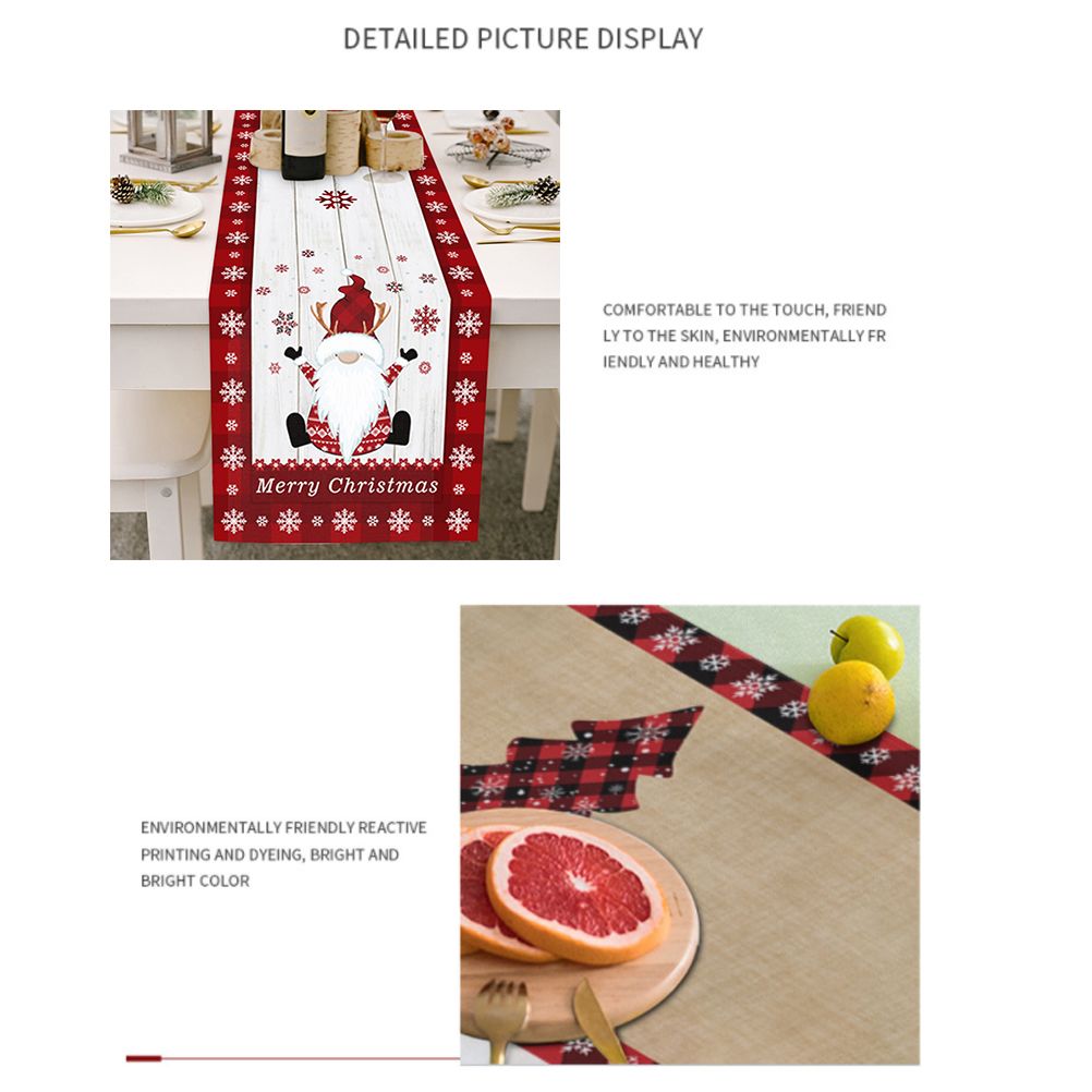 Christmas Gnome Table Runner Dwarf Striped Cotton and Linen Tablecloth Christmas Decoration for Dining Table and Coffee Table - Image 5